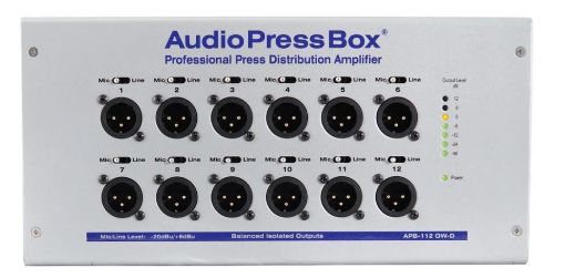 Picture of Active on-wall Audio pressbox unit, Dante in, 12 out