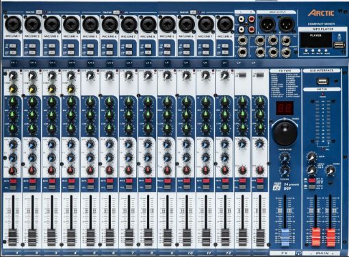 Picture of Audio Mixer 12 Mono, 2 Stereo, Effects, USB Interface