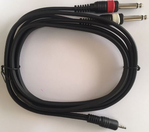 Picture of 3.5mm Stereo Plug To 2 x 6.3mm Mono Plug, 2m