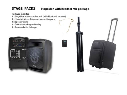 Picture of StageMan PA with Headset Mic, transport bag/trolley